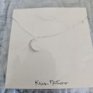 Brand New! Kris Nations Moon Sterling Silver Necklace 16 To 18 Inches
